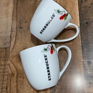 Starbucks mugs set of 2 matching peace dove mittens 2011‎ ceramic coffee cups